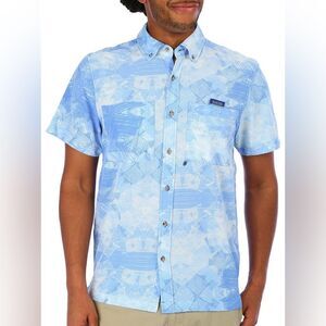 XCaster‎ | Men's Outdoor Blue White Button Down Fishing Button Down Shirt L